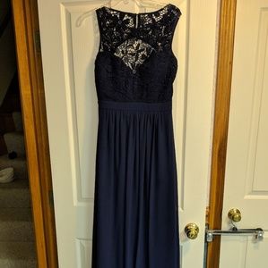 Navy blue lacy maxi dress
